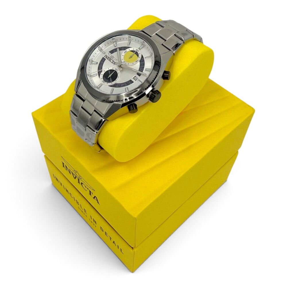 NEW Invicta Speedway Chronograph Mens Watch Silver Dial Gunmetal Case 45mm 50437